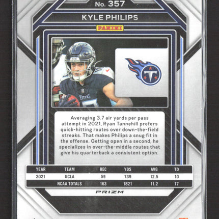 2023 Panini Prizm Football Kyle Philips #357 Light Blue RC