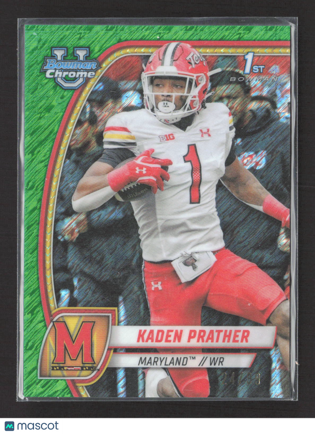 2024 Bowman Chrome University Kaden Prather #110 Green /99 Refractor