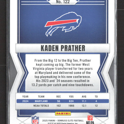 2025 Panini Donruss Elite Kaden Prather #122 RC 009/999