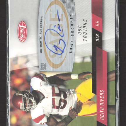 2008 SA-GE Aspire Football Keith Rivers #55 Authentic Auto