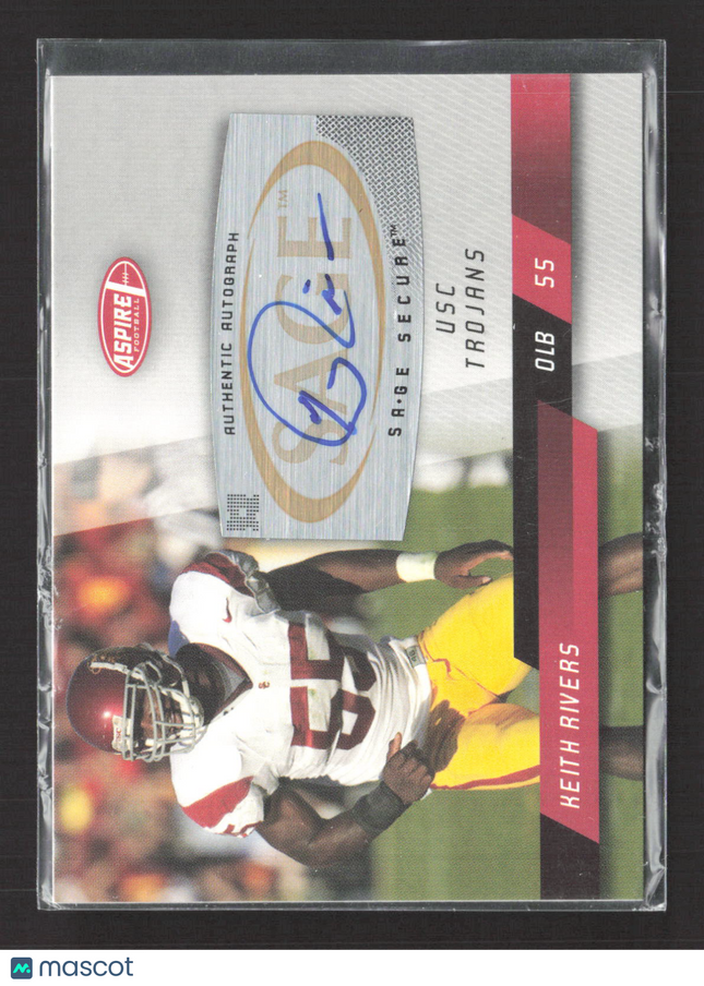 2008 SA-GE Aspire Football Keith Rivers #55 Authentic Auto