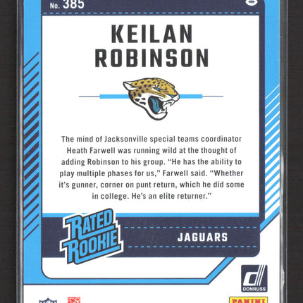2024 Panini Donruss Football Keilan Robinson #385 Press Proof Gold 33/50