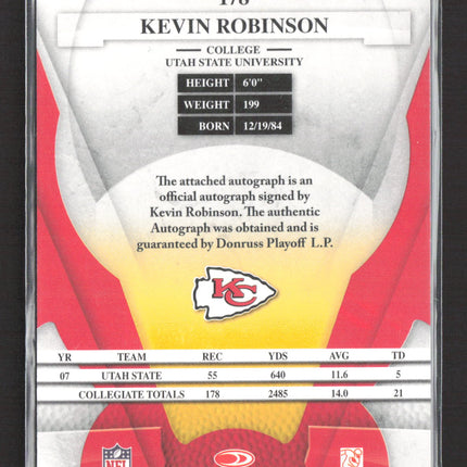 2008 Leaf Certified Materials New Generation Kevin Robinson #178 Auto