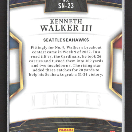 2023 Panini Select Numbers Kenneth Walker III #SN-23 RC