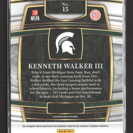 2022 Panini Select Draft Picks Kenneth Walker III #15 Concourse RC
