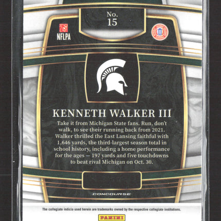 2022 Panini Select Draft Picks Kenneth Walker III #15 Concourse RC
