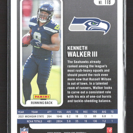 2022 Panini Absolute Football Kenneth Walker III #118 RC