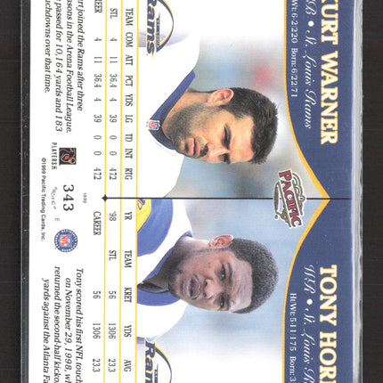 1999 Pacific Kurt Warner Tony Horne #343