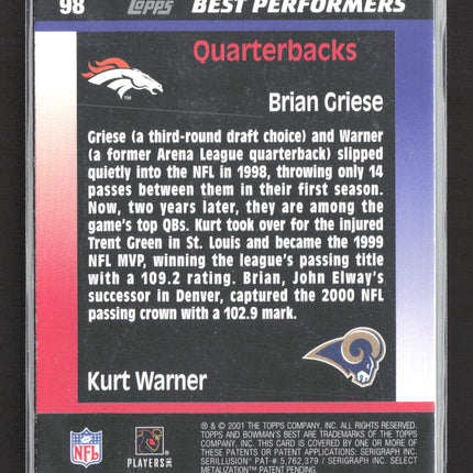 2001 Topps Bowman's Best Best Performers Kurt Warner Brian Griese #98