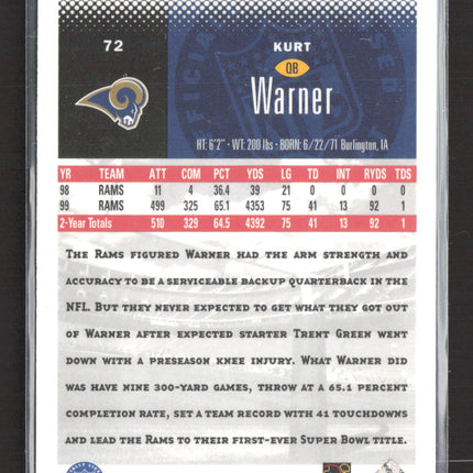 2000 Upper Deck Ultimate Victory Kurt Warner #72