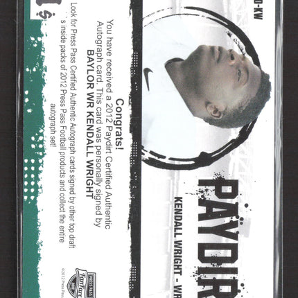 2012 Press Pass Paydirt Kendall Wright #PD-KW 26/99 Auto
