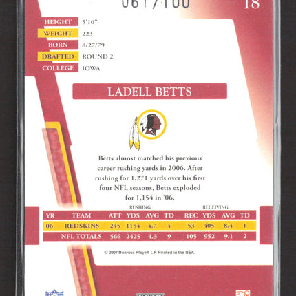 2007 Playoff Absolute Memorabilia Spectrum Ladell Betts #18