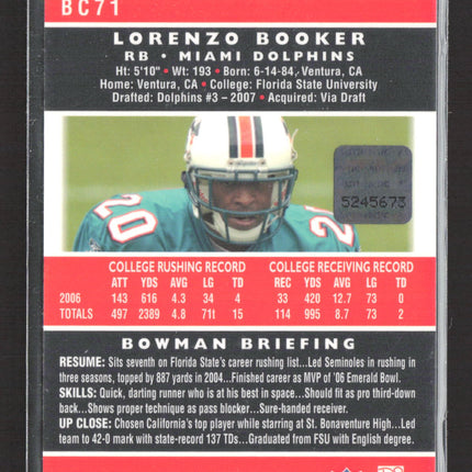 2007 Bowman Chrome Lorenzo Booker #BC71 RC Auto