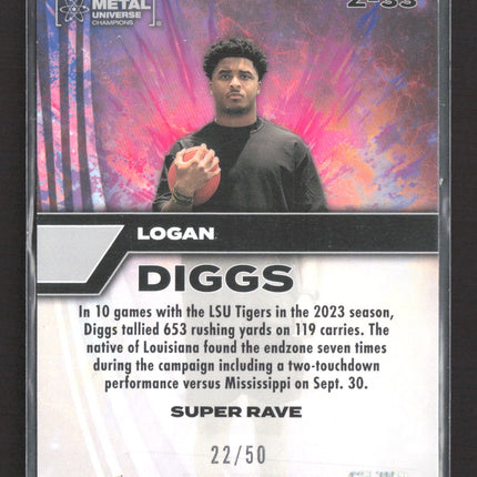 2024 Skybox Metal Universe Champions Z-Force Logan Diggs #Z-33 Super Rave 22/50