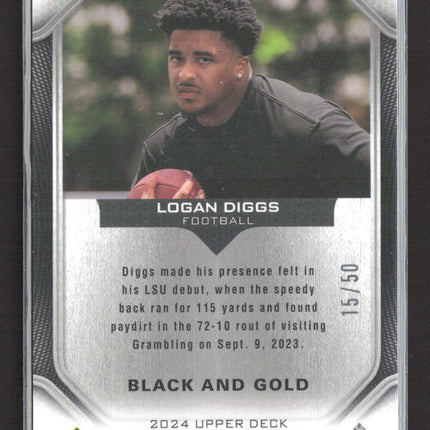 2024 Upper Deck Goodwin Champions Logan Diggs #P62 Black and Gold 15/50