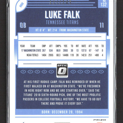 2018 Panini Donruss Optic Prizm Luke Falk #132 Blue RC /149