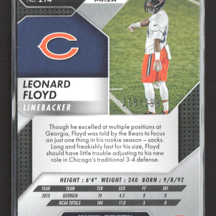 2016 Panini Prizm Leonard Floyd #214 Orange 278/299 RC