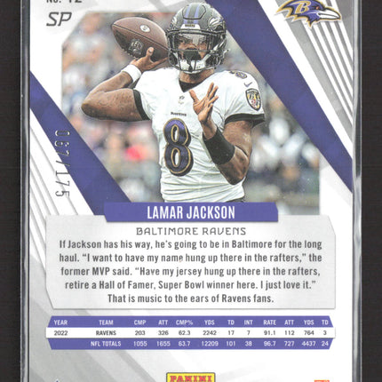2023 Panini Phoenix Lamar Jackson #12 Pink /175
