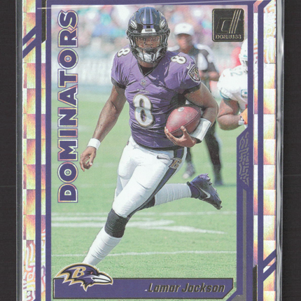 2023 Panini Donruss Dominators Lamar Jackson #D-11 Purple