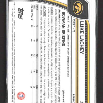 2024 Bowman Chrome University Luke Lachey #122 Refractor 1st Bowman