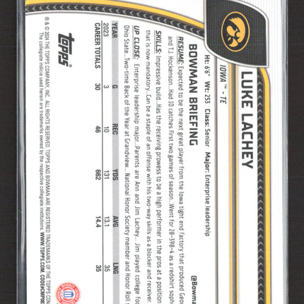 2024 Bowman Chrome University Luke Lachey #122 1st Bowman