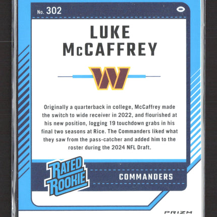 2024 Panini Donruss Optic Prizm Luke McCaffrey #302 Purple