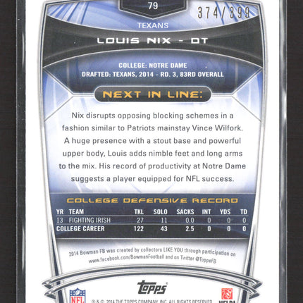 2014 Bowman Louis Nix #79 Gold RC 374/399
