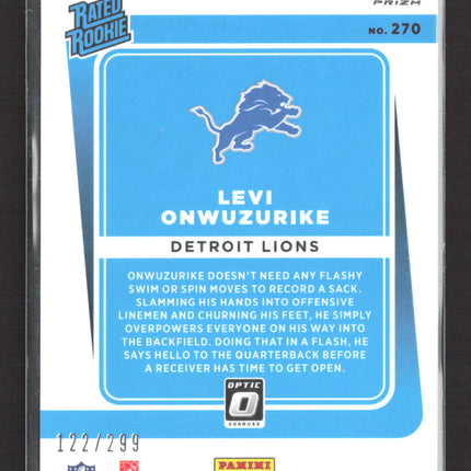 2021 Panini Donruss Optic Levi Onwuzurike #270 Light Blue Prizm 122/299