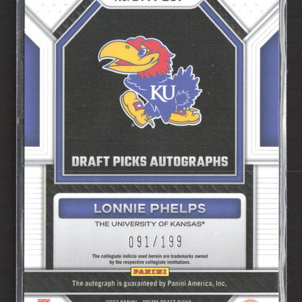 2023 Panini Prizm Draft Picks Lonnie Phelps #DPA-LOP Red 091/199 Auto