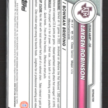 2023 Bowman Chrome University Layden Robinson #125 Refractor 1st Bowman