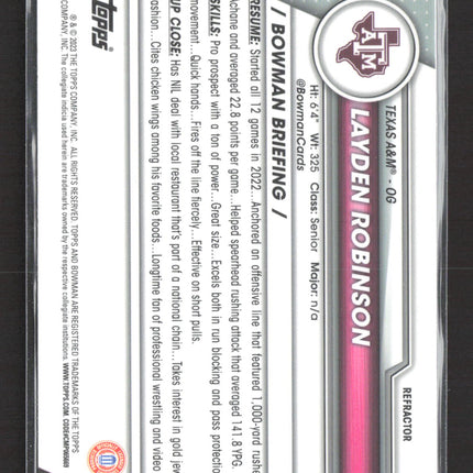 2023 Bowman Chrome University Layden Robinson #125 Refractor 1st Bowman