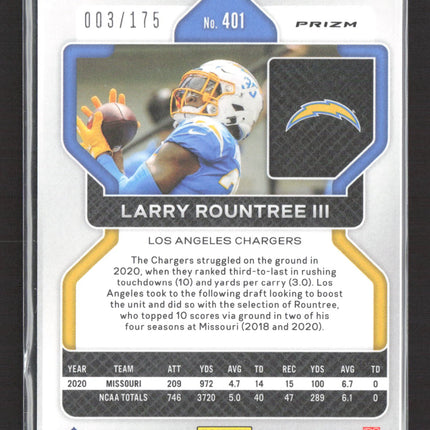 2021 Panini Prizm Larry Rountree III #401 Green Pulsar RC 003/175