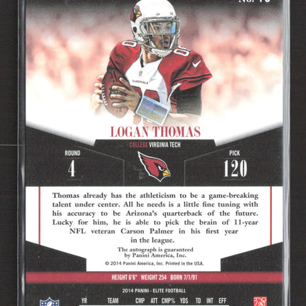 2014 Panini Elite Logan Thomas #13 Auto