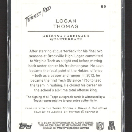 2014 Topps Turkey Red Logan Thomas #89 RC Auto