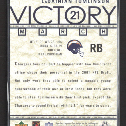 2002 Upper Deck SP Legendary Cuts Victory LaDainian Tomlinson #93 0191 / 2500