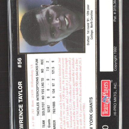 1992 Action Packed Lawrence Taylor #70