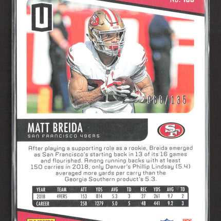 2019 Panini Unparalleled Matt Breida #158 Cubic 068/135