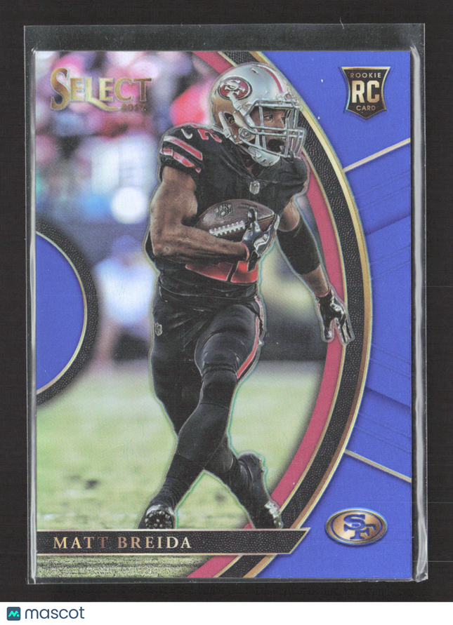 2018 Panini Select Prizm Concourse Matt Breida #9 Blue 080/149 RC