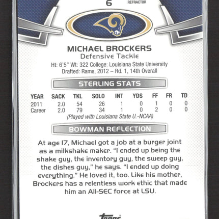 2012 Topps Bowman Sterling Michael Brockers #6 Refractor 20/75 RC