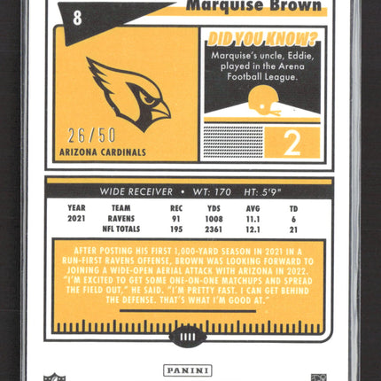2022 Panini Classics Football Marquise Brown #8 Purple 26/50