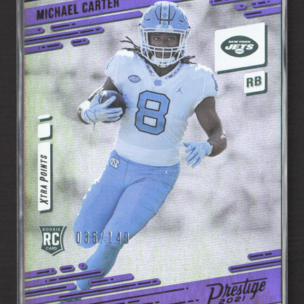 2021 Panini Prestige Xtra Points Michael Carter #218 Purple RC /149