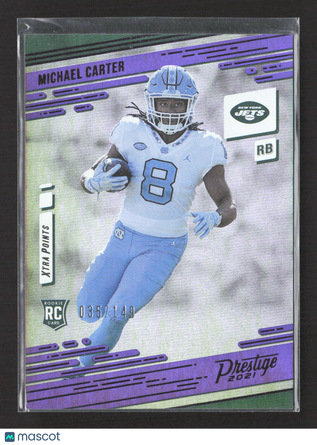 2021 Panini Prestige Xtra Points Michael Carter #218 Purple RC /149