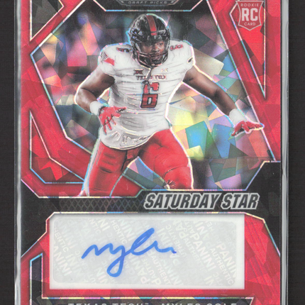 2024 Panini Prizm Draft Picks Saturday Star Myles Cole #SSS-MCE Red Ice RC Auto