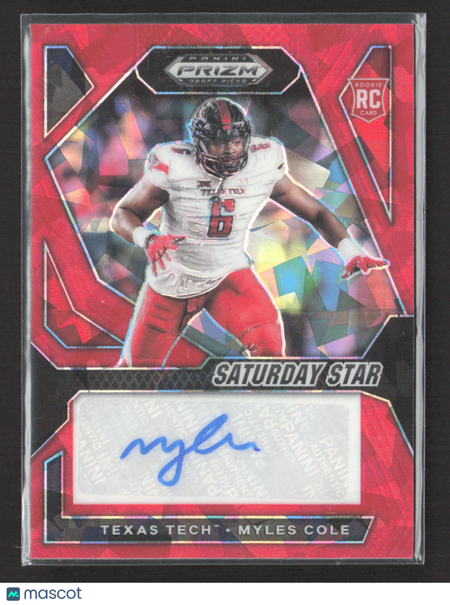 2024 Panini Prizm Draft Picks Saturday Star Myles Cole #SSS-MCE Red Ice RC Auto