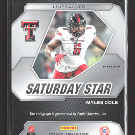 2024 Panini Prizm Draft Picks Saturday Star Myles Cole #SSS-MCE Red Ice RC Auto