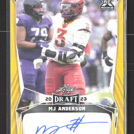 2023 Leaf Draft MJ Anderson #BA-MJA Yellow RC Auto