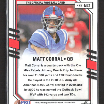 2022 Leaf Pro Set Matt Corral #PSB-MC1 Silver Prism RC