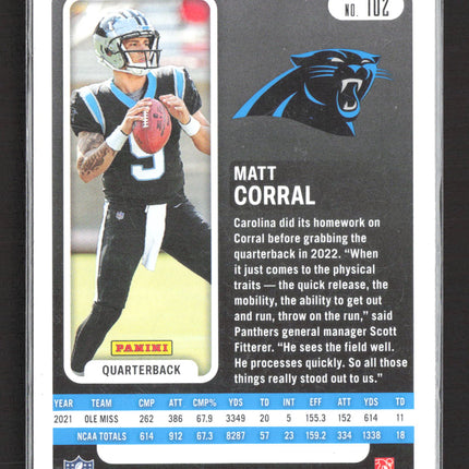 2022 Panini Absolute Football Matt Corral #102 RC