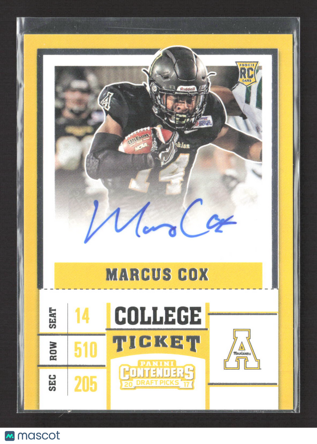 2017 Panini Contenders Draft Picks Marcus Cox #164 RC Auto