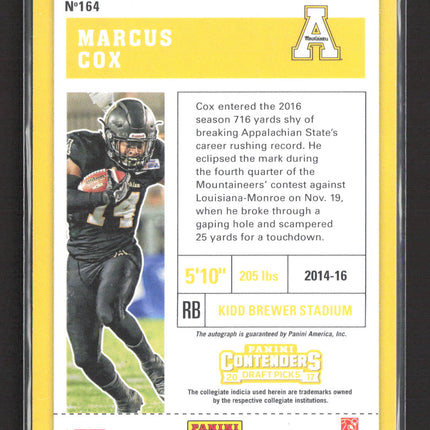 2017 Panini Contenders Draft Picks Marcus Cox #164 RC Auto
